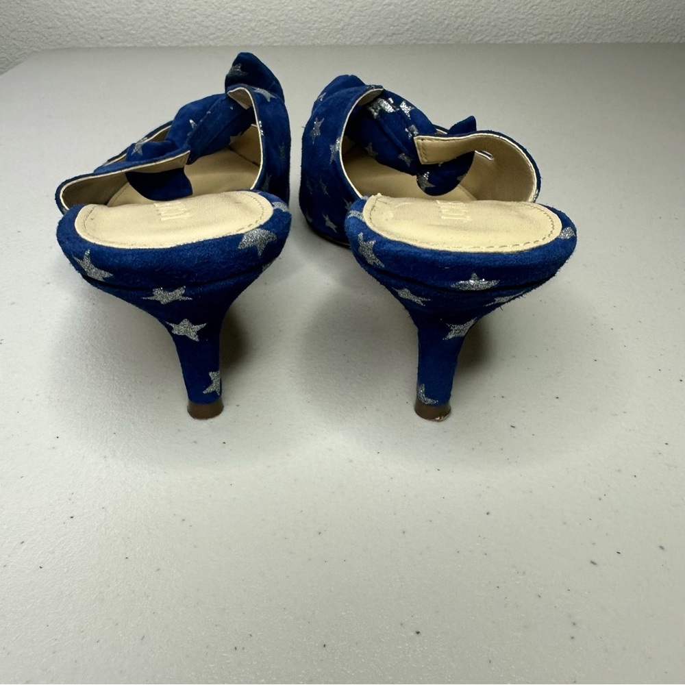 J. CREW Sophia Blue Suede Silver Star Accent Low Heel Mules Women’s Size 8.5 - Picture 6 of 8